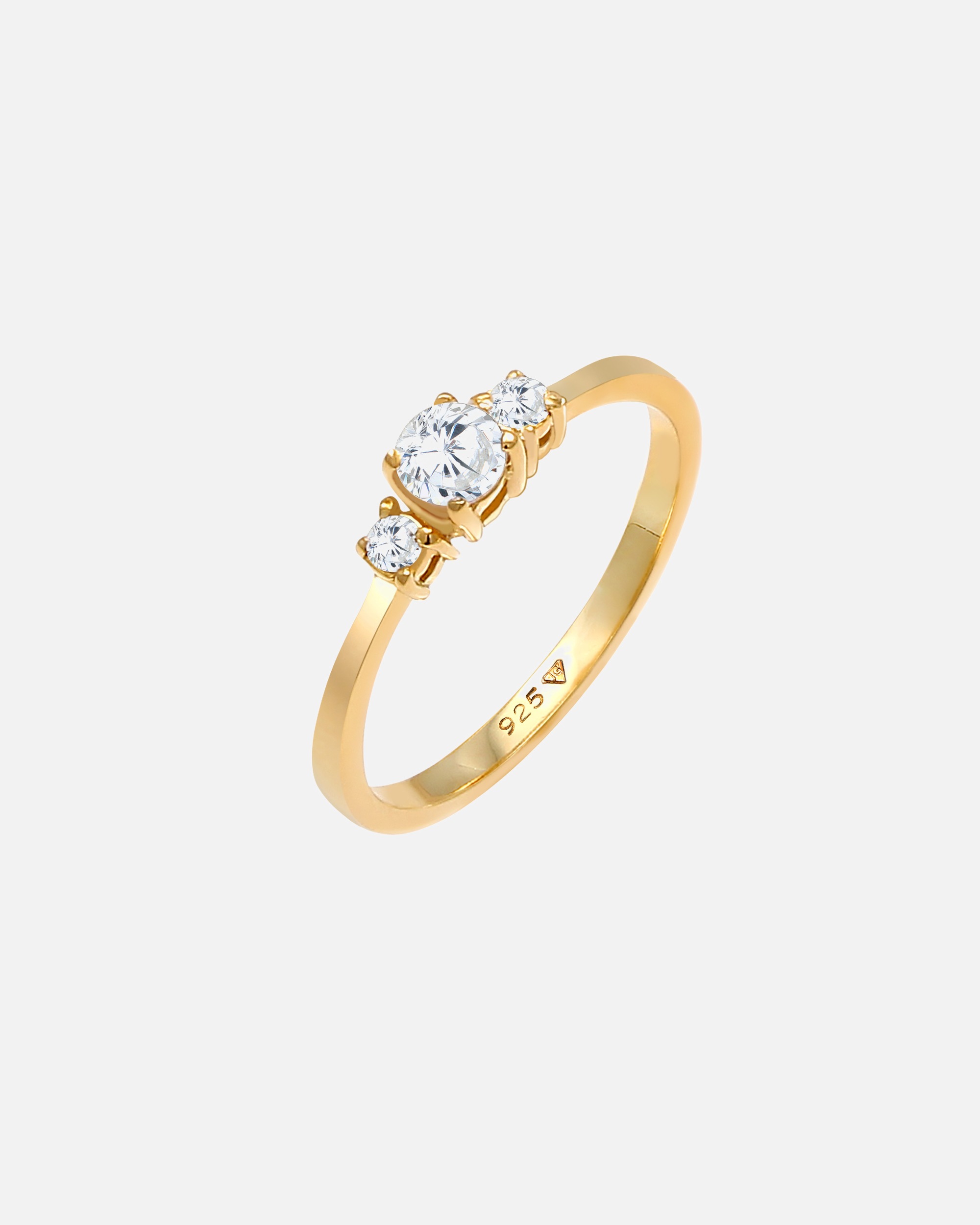 Elli Anneau d'enclenchement Engagement Cristaux de Zircone 925 Argent