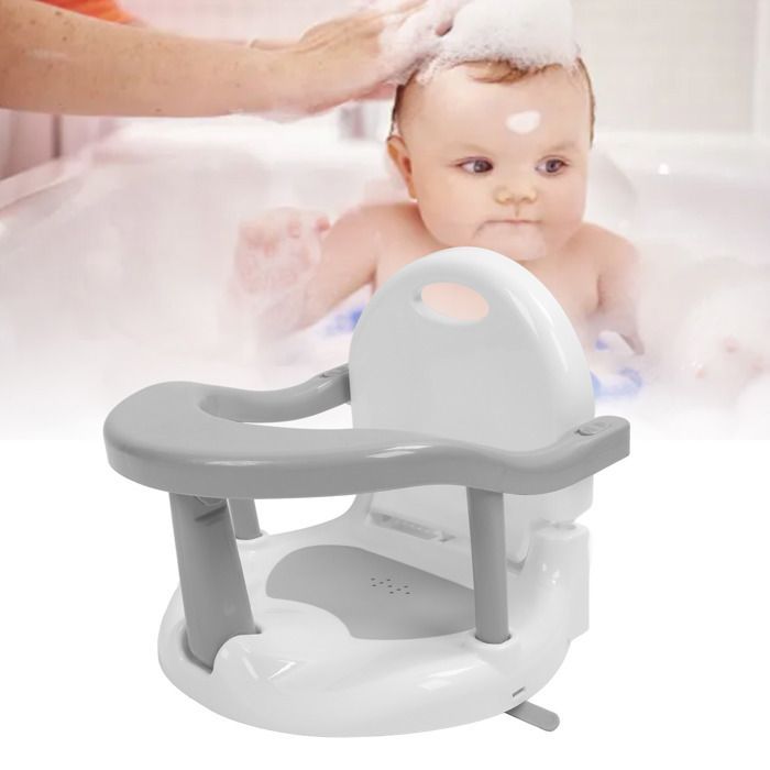 Taburete de baño para bebé OMABETA, asiento de baño con ruedas y de pie, antideslizante, taburete para lactancia, gris.