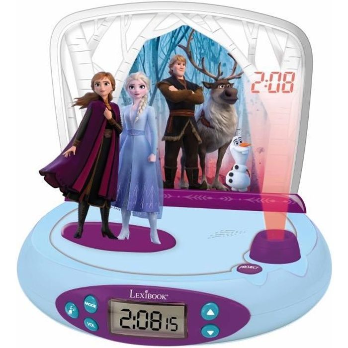 Frozen 2 Projector Alarm Clock - Sound Effects and Built-in Nightlight - LEXIBOOK