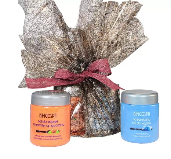 BingoSpa zestaw prezentowy do kąpieli sól z L-Karnityną i Guaraną 580 g   sól Blue Ocean 580 g