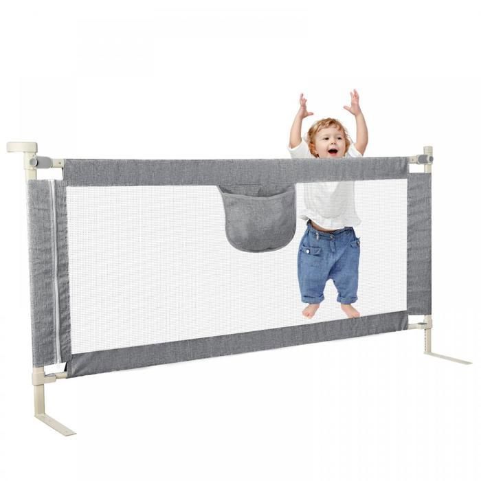 Barrière De Lit Bébé 1.95 m - MIPAN - Barrière de Lit pour Bébé/Enfant - Pour Matelas Jumeaux, Double, Pleine Grandeur - Gris