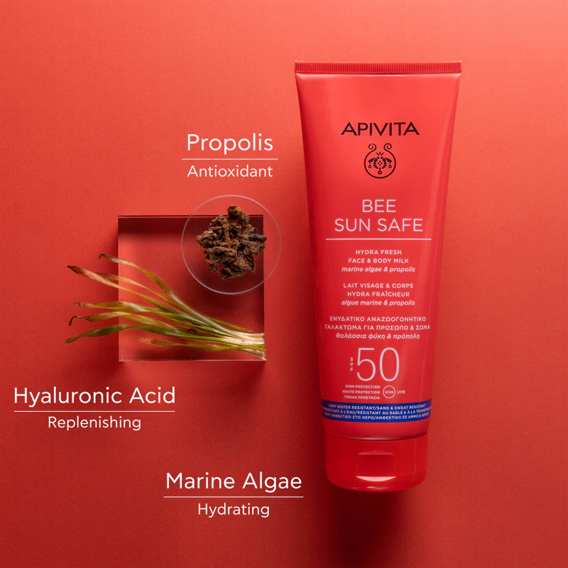 Protetor solar facial e corporal Apivita Bee Sun Safe Hydra Fresh Milk FPS 50