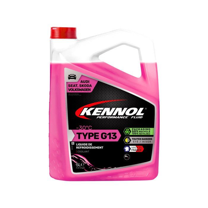 Refrigerante KENNOL -30 °C Tipo G13 (VOLKSWAGEN, AUDI, SEAT y SKODA), envase de 5 litros