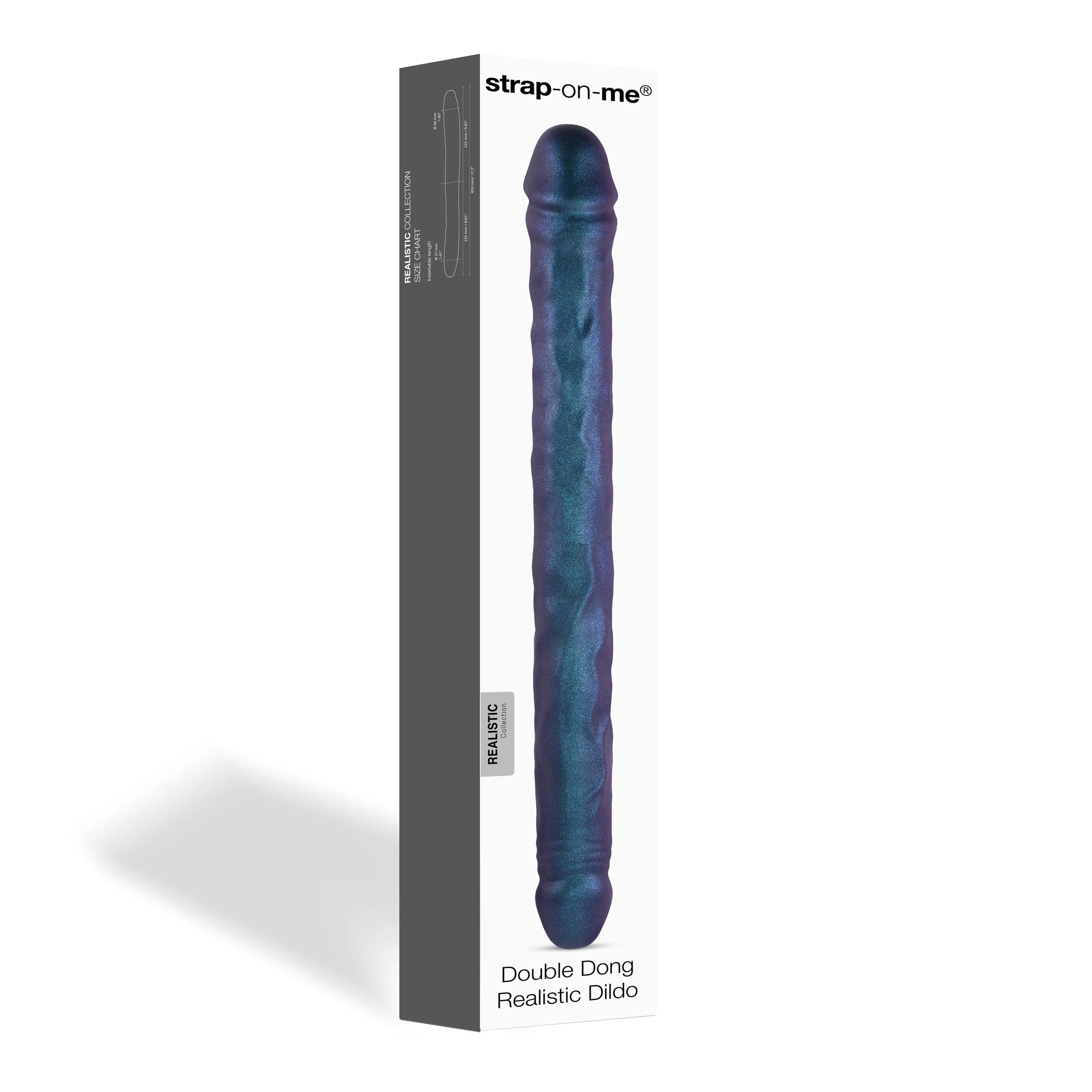 Strap-On-Me Doppeldildo, realistische Schlangenform, metallische Farbe