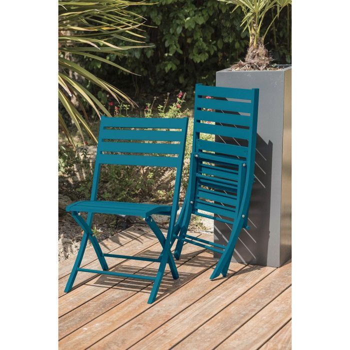 MARIUS 110 cm 4-persoons eethoek in eendenblauw aluminium