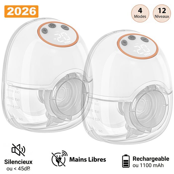 Extractor de leche eléctrico portátil manos libres - 4 modos, 12 niveles - Silencioso, anti-reflujo, 180 ml - Extractor de leche inalámbrico USB-C