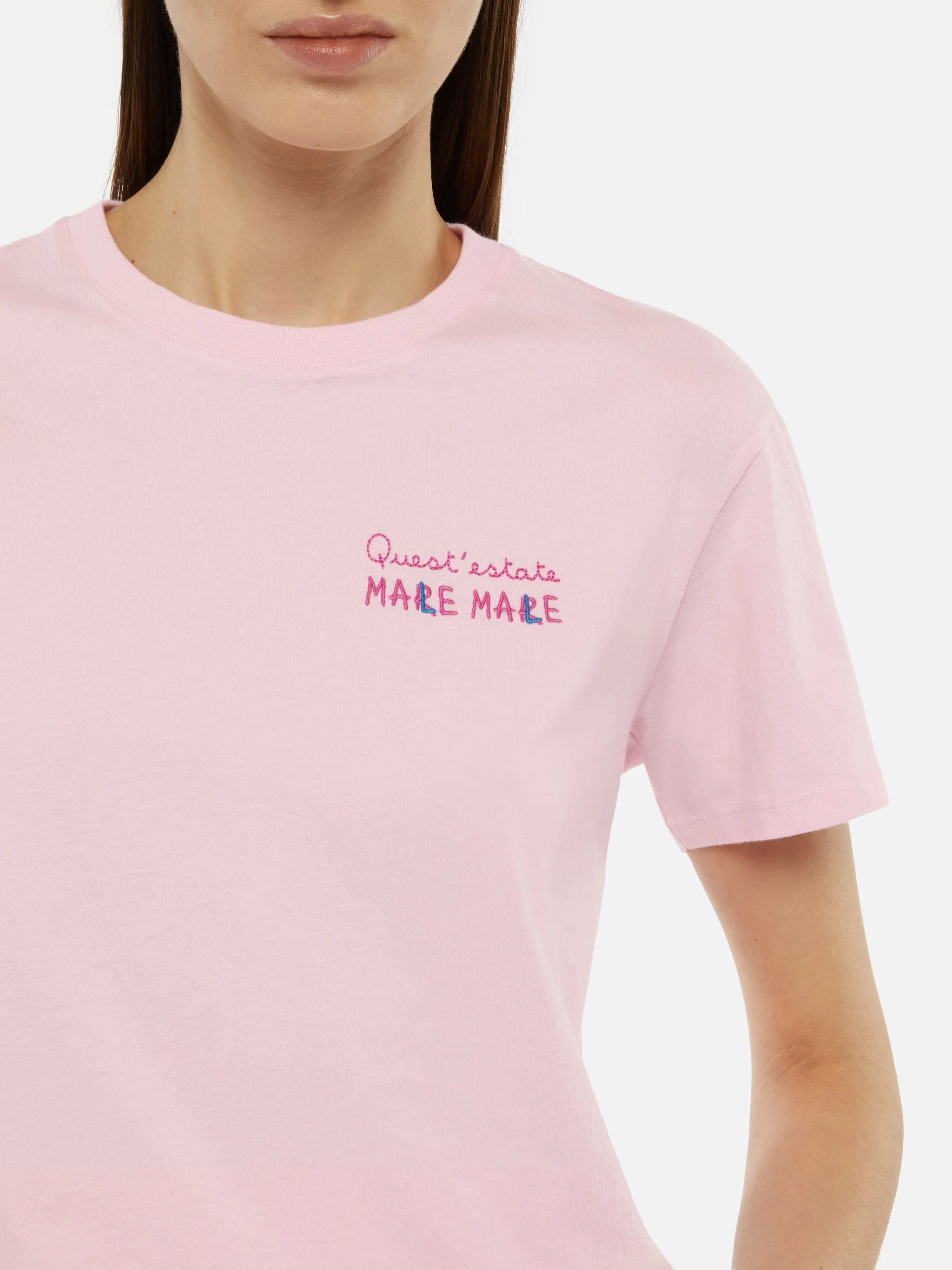 Emilie katoenen T-shirt met Mare Male-borduurwerk