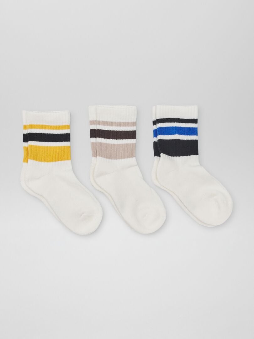 Juego de 3 pares de calcetines con banda de contraste - BLANCO