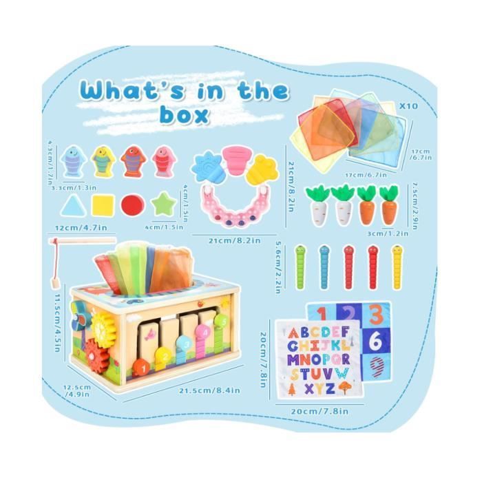 Jouet Bébé 8 en 1 - MARQUE - Cube d'activité - Bois - Silicone - 0-4 ans
