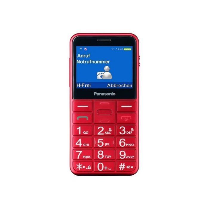 Teléfono móvil Panasonic KX-TU155 para personas mayores, rojo.