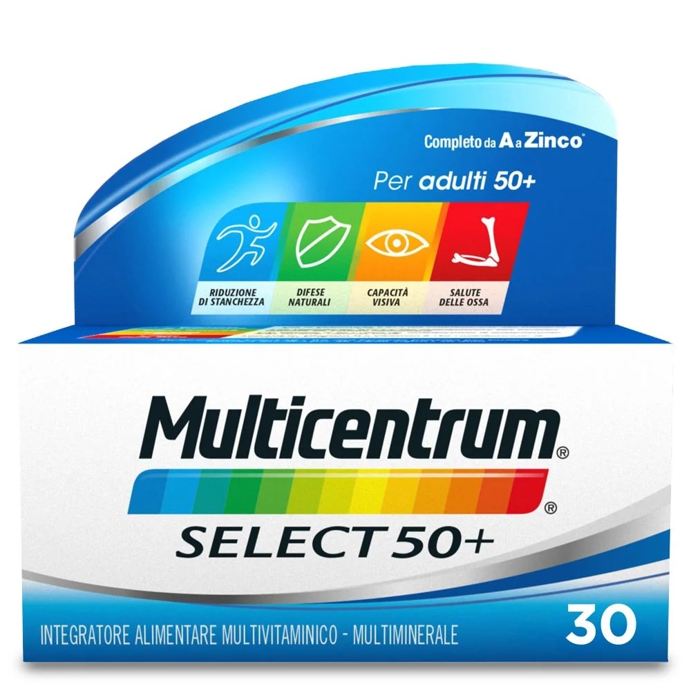 MULTICENTRUM Multicentrum Select 50+ Complément alimentaire multivitaminé et multiminéral 30 comprimés Minéraux et vitamines