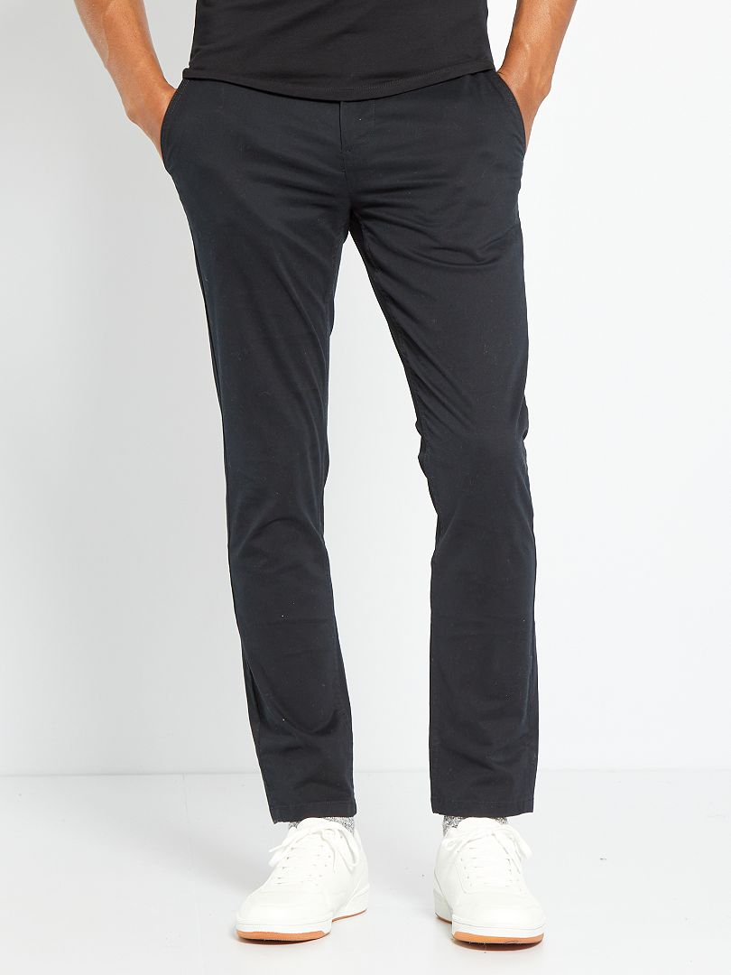 Slim Fit Chino Broek L30 - ZWART
