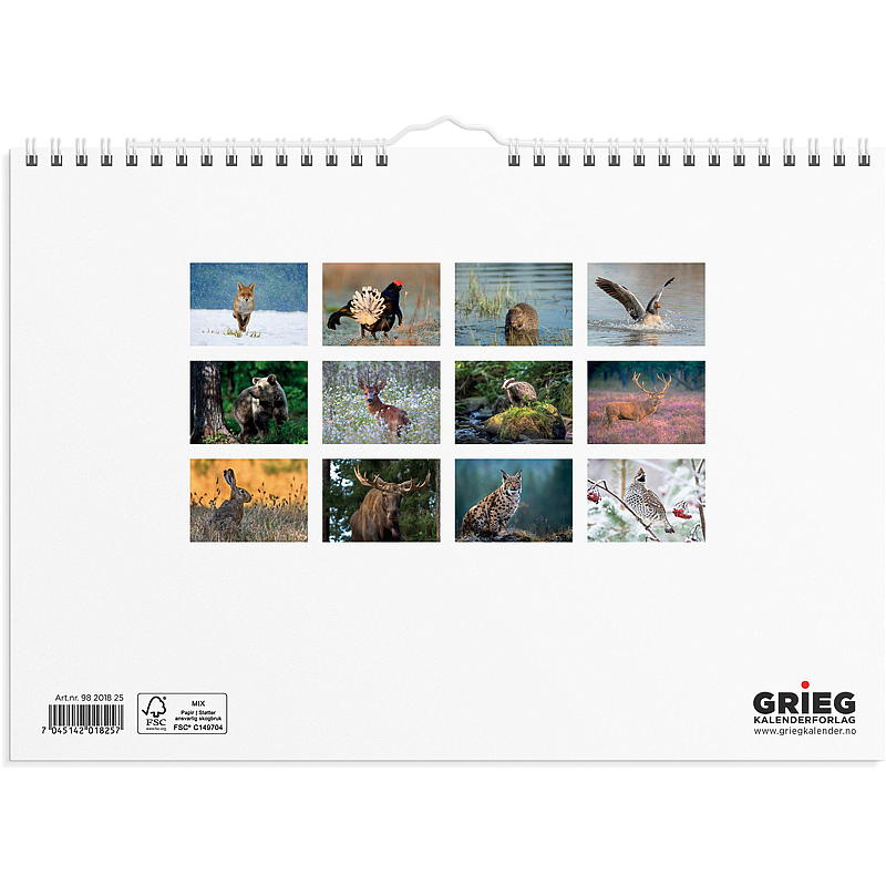 Seinäkalenteri Norjan eläimet 2025