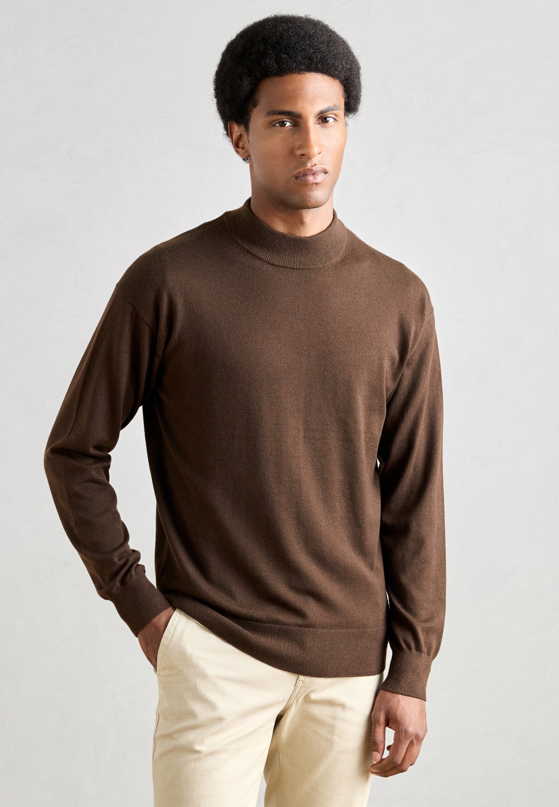 Scotch & Soda SEASONAL CORE DROPPED SHOULDER MOCK NECK - Jumper - demitasse