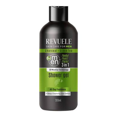 Revuele 3-i-1 dusjsåpe kull og grønn te 300ml