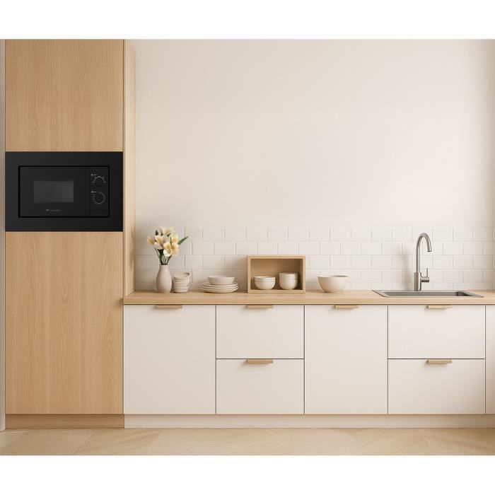 Micro-ondes encastrable - CONTINENTAL EDISON - CEMO20EBM2 - 1280 W - L59,5xH38,5xP35,3 cm - 20L - Noir