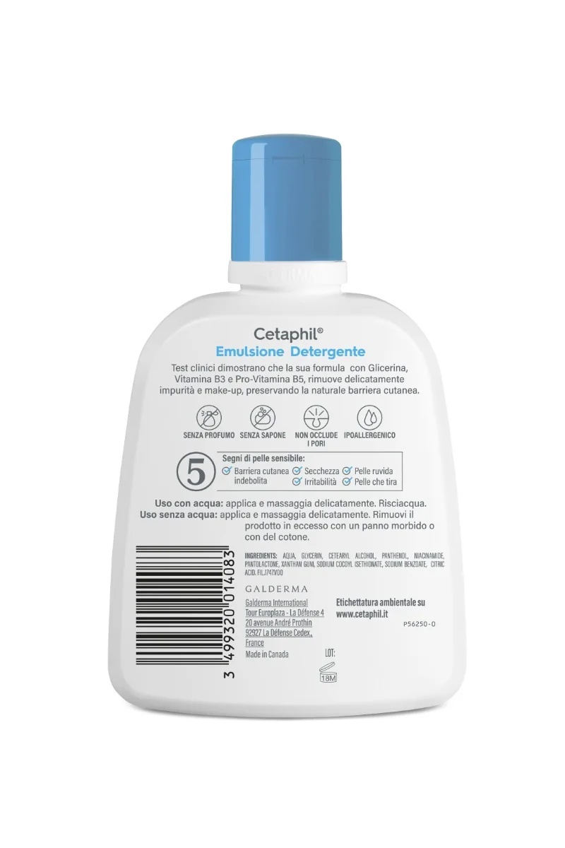 CETAPHIL Emulsão de limpeza Cetaphil 250 ml Para pele normal, seca e sensível
