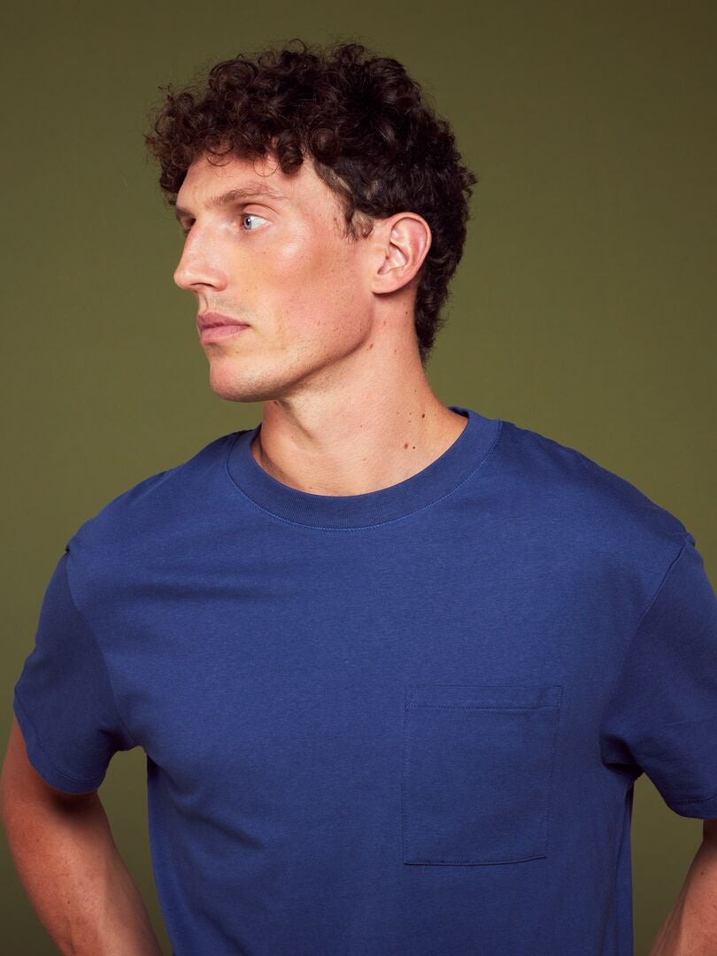 Camiseta de punto holgada con bolsillo - AZUL