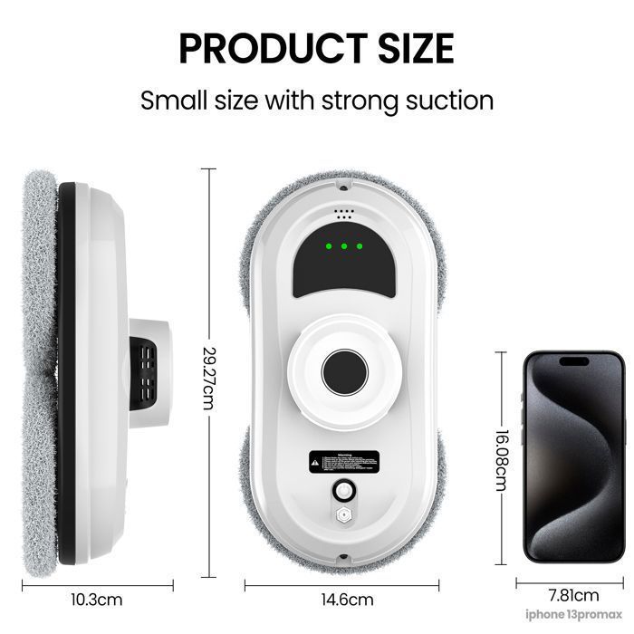 Robot limpiacristales eléctrico de 6000 Pa con mando a distancia, cable de seguridad, pulverización automática de agua y planificación de trayectoria.