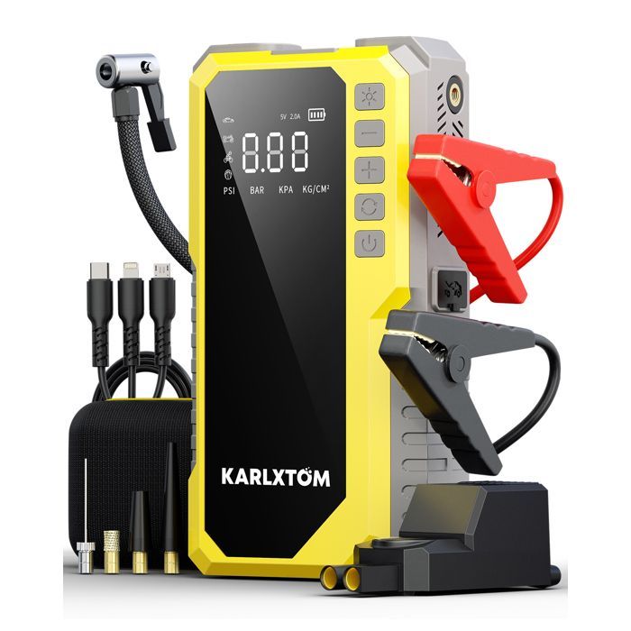 Arrancador portátil de batería para coche de 16800 mAh, 4500 A, 12 V, para gasolina de 10 L y diésel de 9 L, con luz LED y puerto USB-C.
