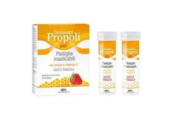 GOLASEPT Golasept Propolis Kauwtabletten voor Kinderen met Aardbeiensmaak, Voedingssupplement, 24 Zuigtabletten