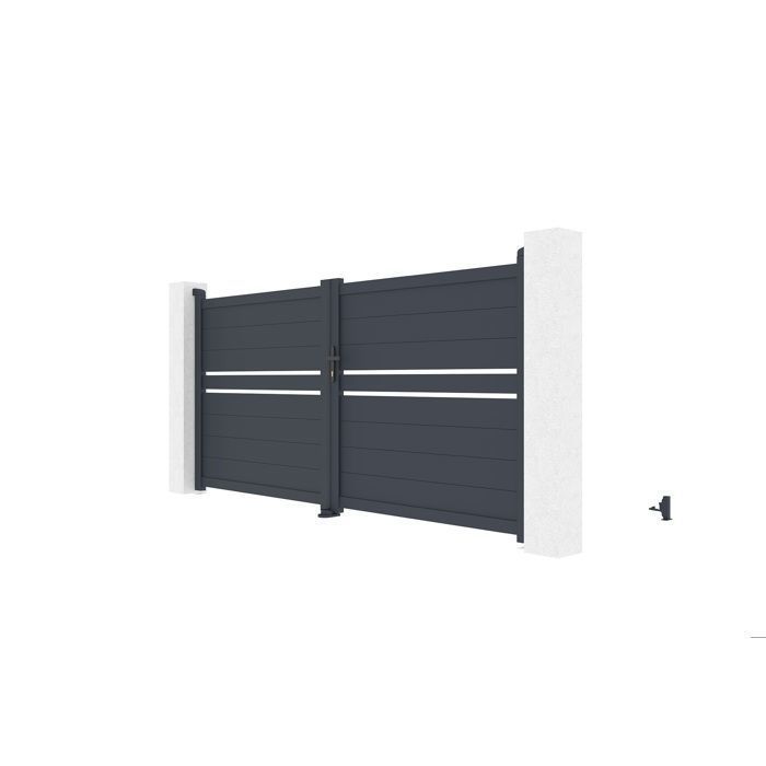 Puerta batiente - Casanoov - CIMONE - 3 m de alto (145 cm) - Gris antracita - Aluminio