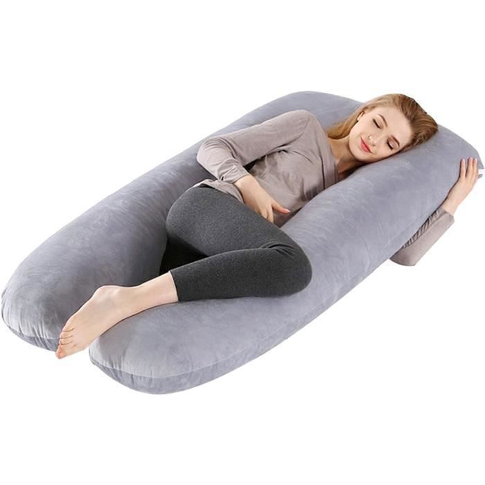 Coussin de Grossesse de maternité pour Dormir - coussin d'allaitement - et d'Allaitement Multifonctionnel en Forme de U （gris）