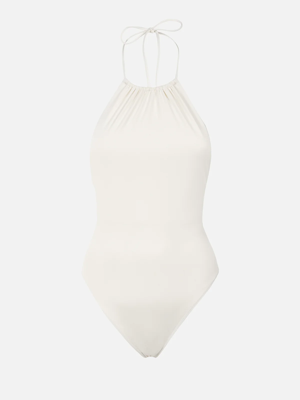 Costume intero da donna color crema, con scollo all'americana