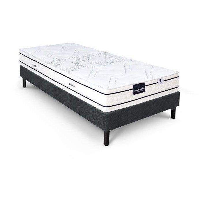 Ensemble matelas sommier  90x190 marque DUNLOPILLO - Hauteur 20 cm - Ressorts ensachés -5 zones - Equilibré - Fabriqué en France