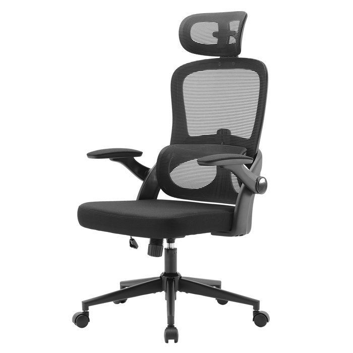 SIHOO Ergonomische bureaustoel met hoge rugleuning, mesh-bekleding, verstelbare hoofdsteun en lendensteun, zwart