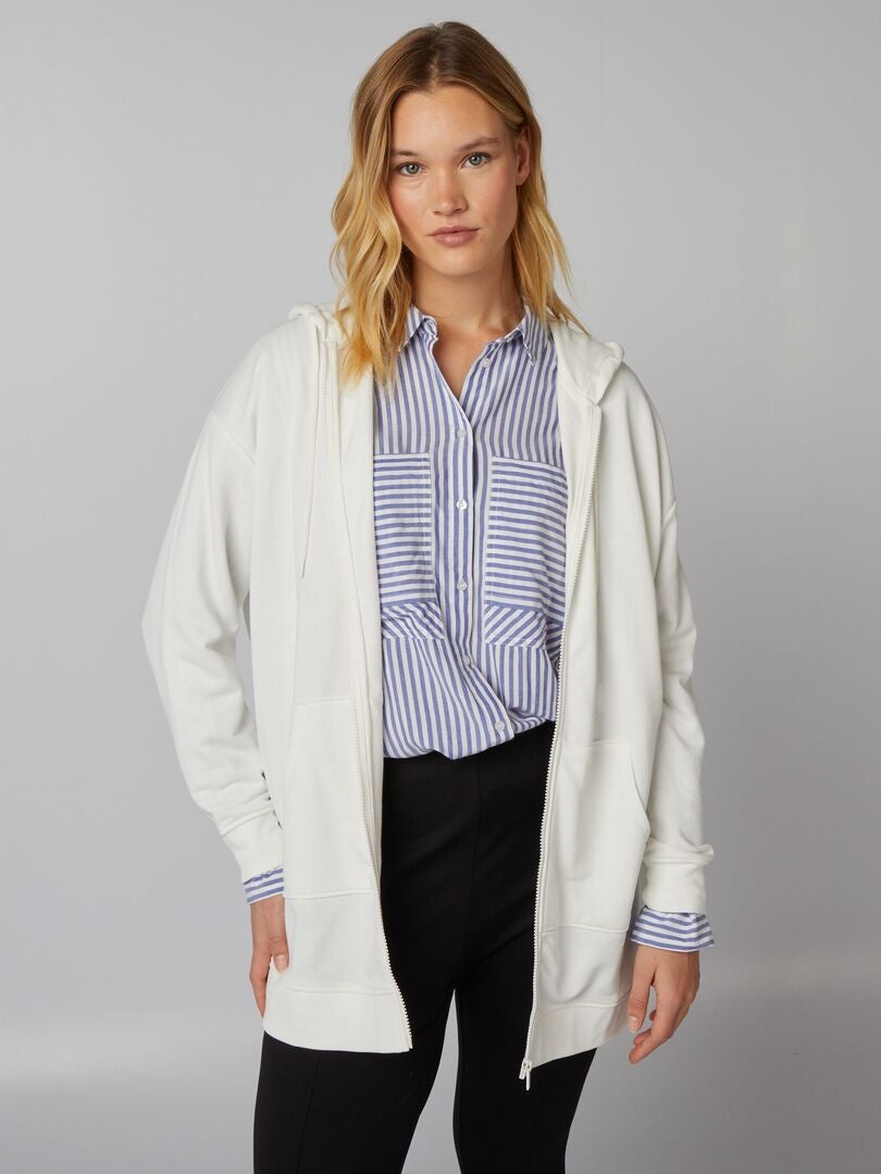 Hoodie met rits - WIT
