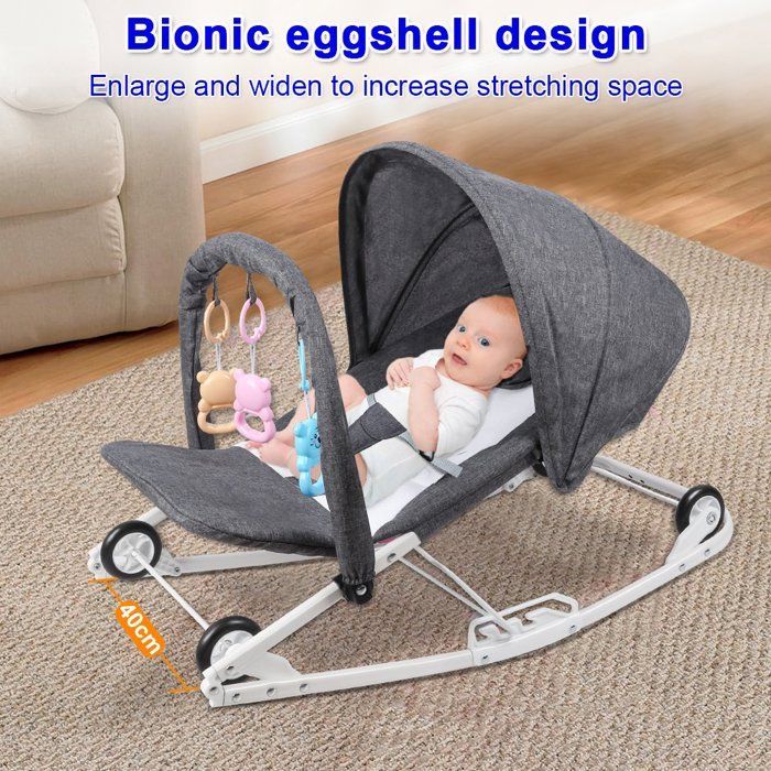 XUANYU.Transat Fille - Transat balancelle pliable-Balancelle bebe electrique - Avce moustiquaire-Pour Naissance à 12 Mois - Gris