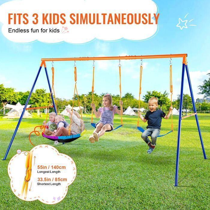 VEVOR Swing Sets - 600 lb Weight Limit - Includes 1 Round Swing and 2 Classic Swings