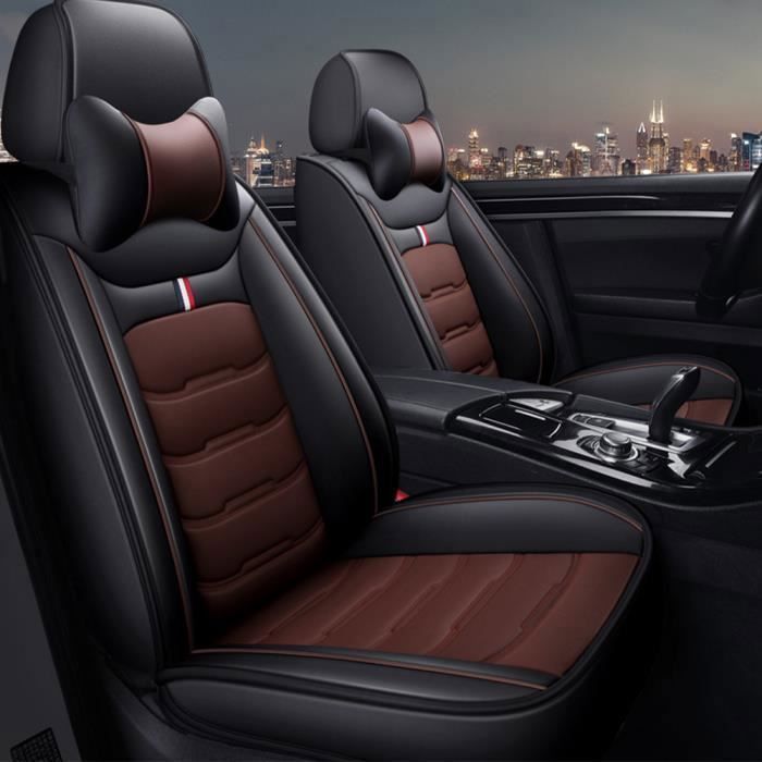 Funda para asiento de coche - MOMOTOU - Delantera individual - Piel sintética - Negra y roja - Universal