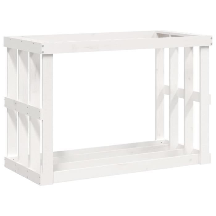 vidaXL Porte-bûches d’extérieur Blanc 108x52x74 cm Bois massif de pin 822632