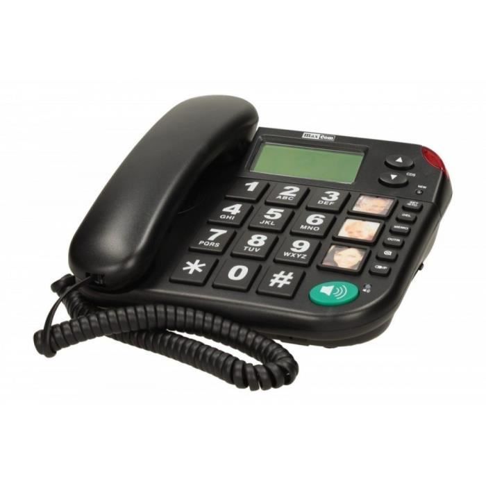 MAXCOM KXT480 bedrade telefoon - Grote knoppen - Nummerweergave - Zwart