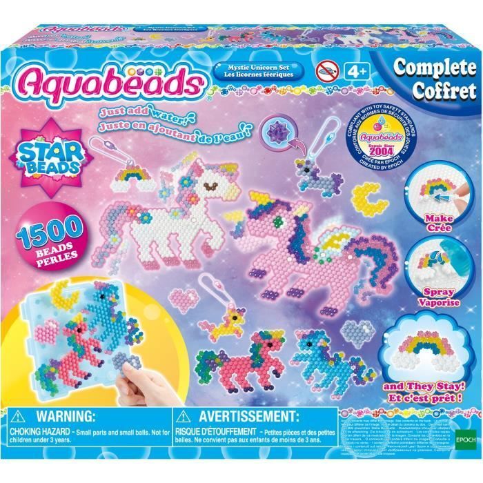 Aquabeads - Unicorni fatati - Hobby creativo - 1500 perline - Rosa