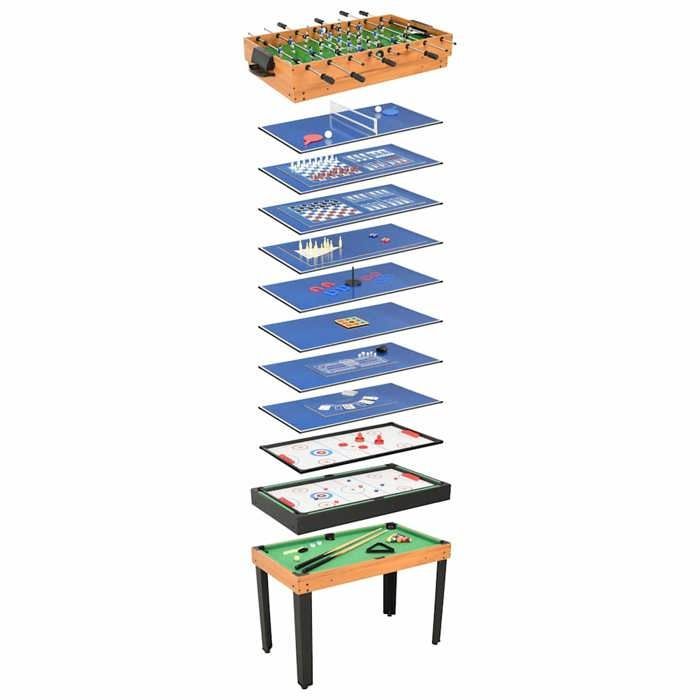 Mesa multijuegos 15 en 1 - vidaXL - Arce - 121x61x82 cm - Marrón