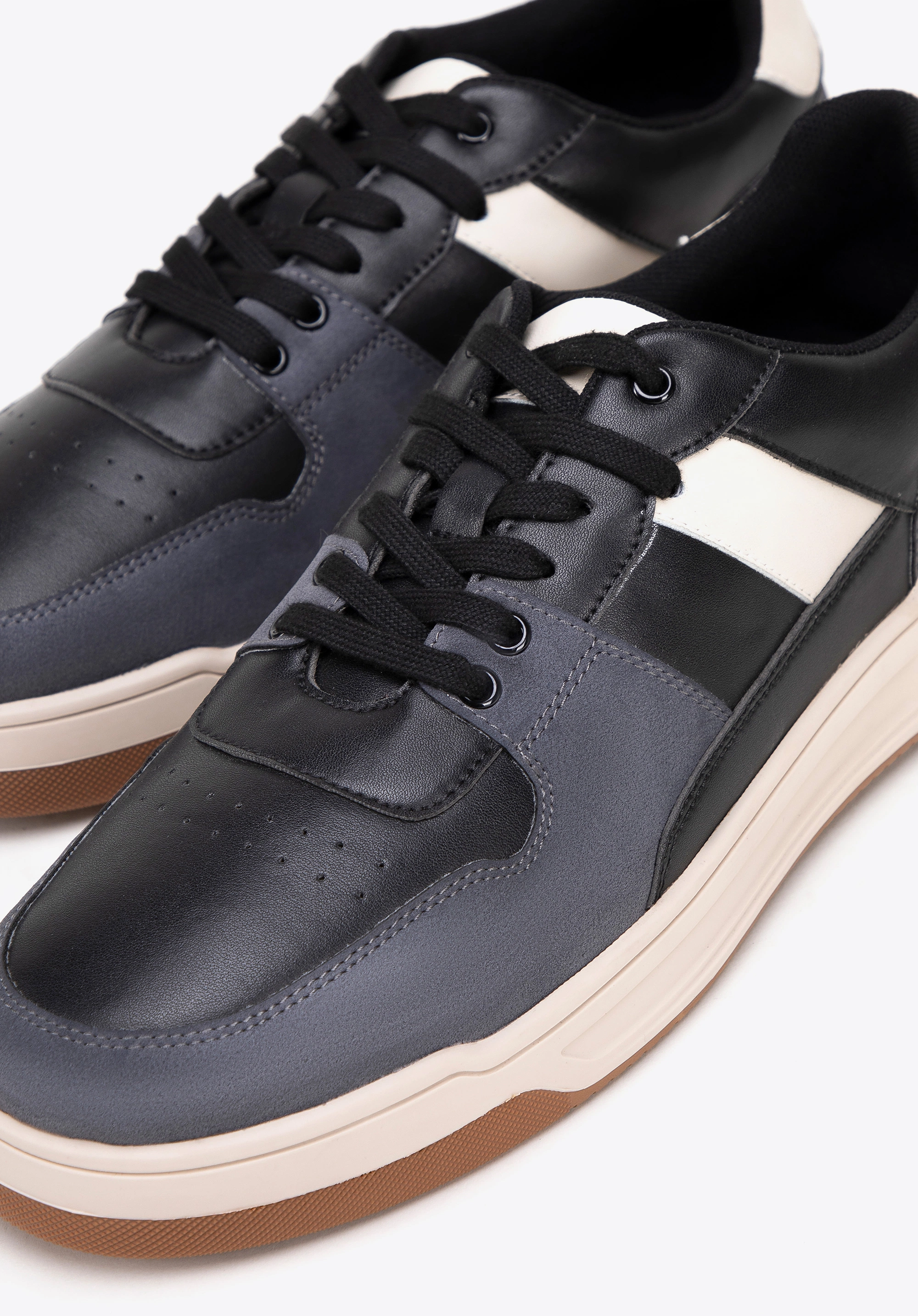 Męskie sneakersy z ekoskóry czarno - szare