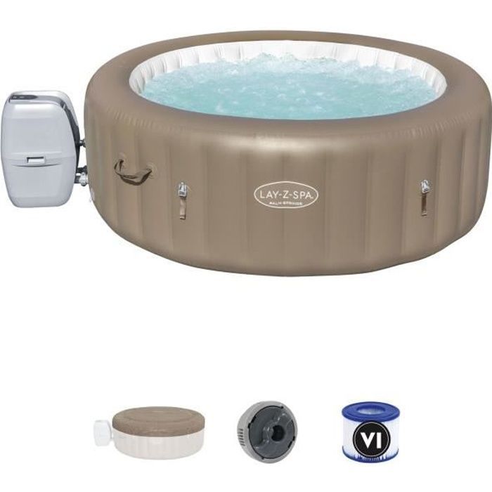 Bañera de hidromasaje inflable redonda Lay-Z-Spa con resortes tipo palmera y chorros de aire - BESTWAY - 60017