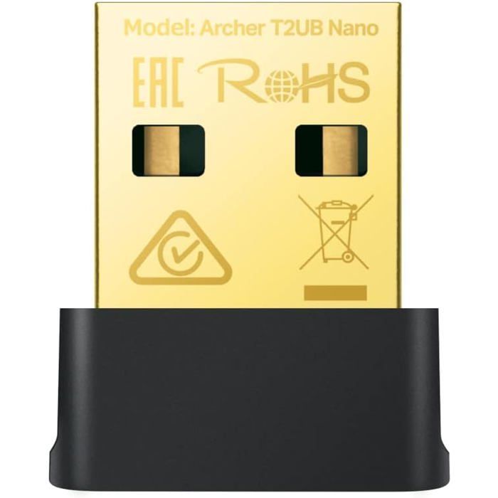Chiavetta Wi-Fi Archer T2UB Nano AC600 Mbps, Bluetooth 4.2, adattatore Wi-Fi USB, dongle Wi-Fi, 2,4 GHz 200 Mbps, 5 GHz 433 Mbps, WPA3, Windows 11