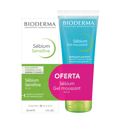 Bioderma Sébium Sensitive krém a gelová sada ošetřující a čisticí gel pro mastnou pleť 1 ks 1 ks