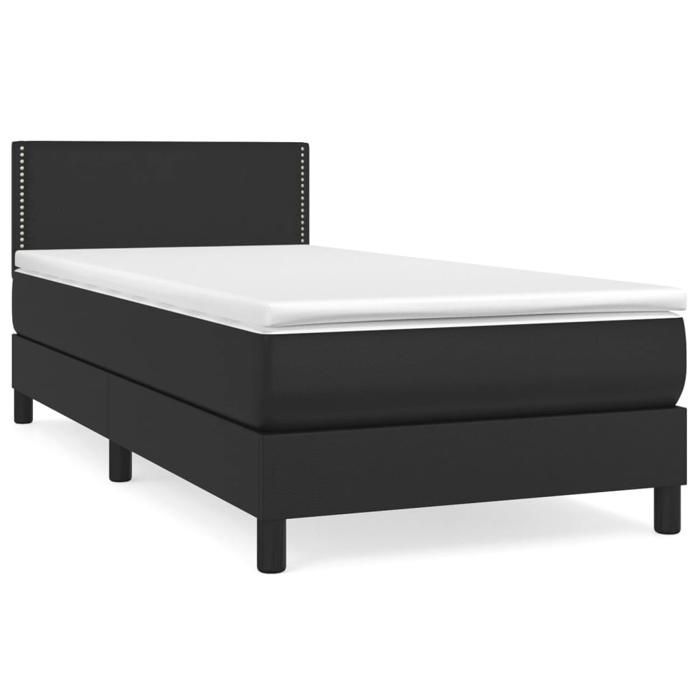 Bed frame with mattress - Maison Exclusive - Black - 90x200 cm - Faux leather - Maximum relaxation