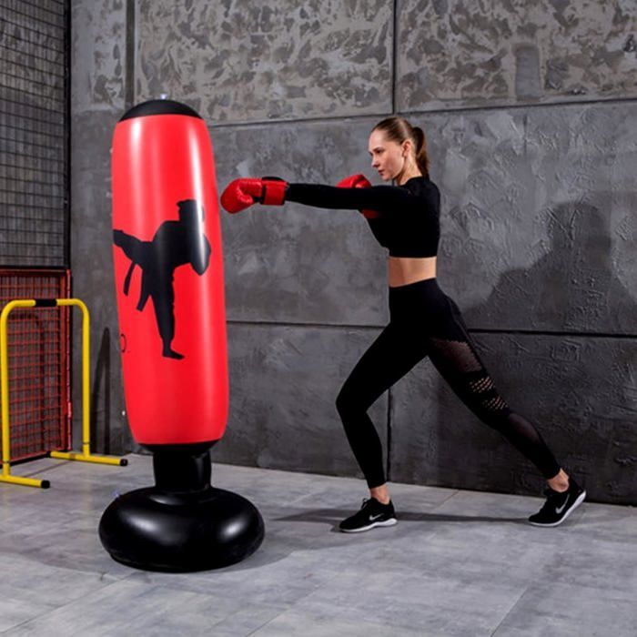 Inflatable freestanding punching bag for boxing training, kick-up, support for karate, taekwondo, MMA, weight training.
