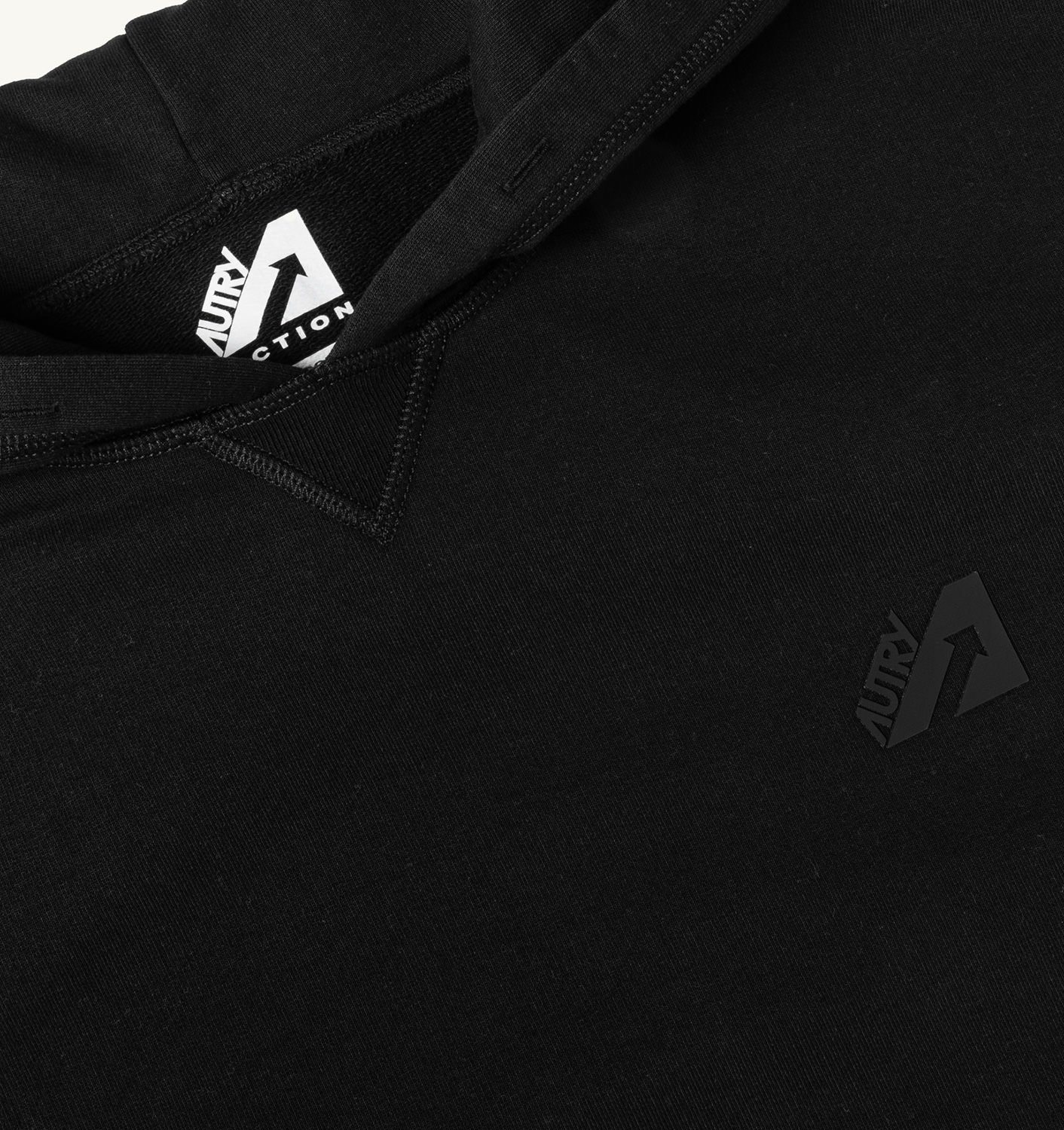 Hanorac negru, scurt, din jersey de bumbac