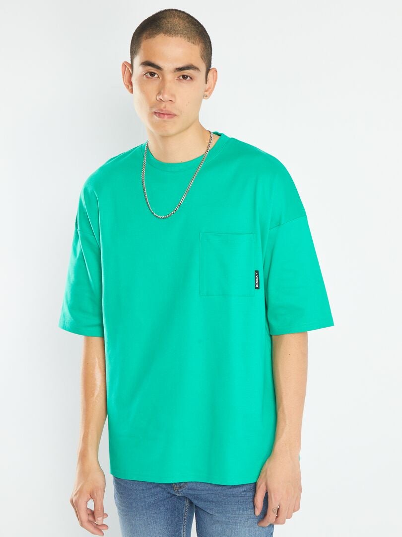 T-shirt met borstzak - GROEN
