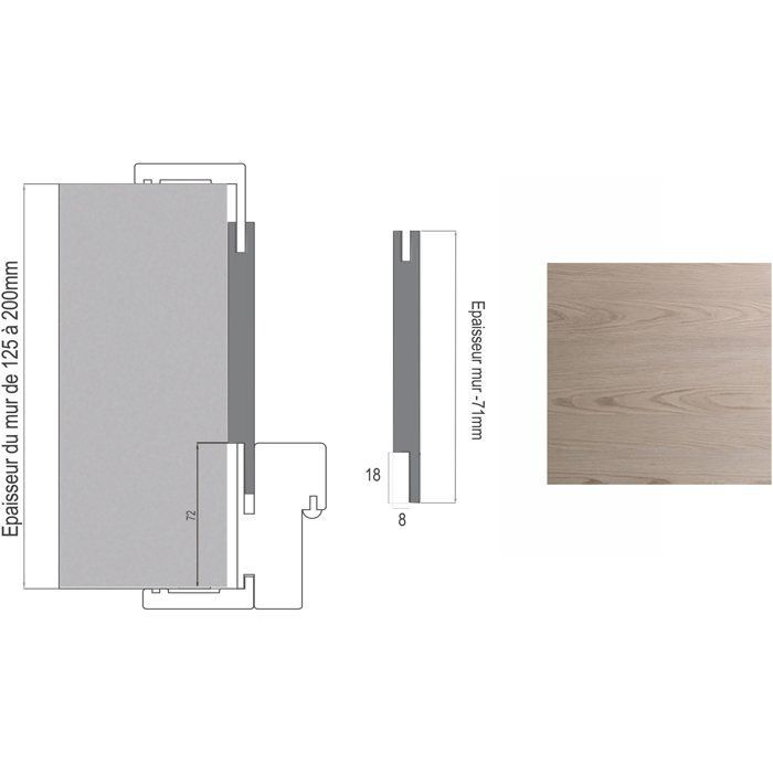 Puerta con marco reversible y ajustable - OPTIMUM - Premium - Avellana - Alto 204 x Profundidad 4,4 x Ancho 73 cm