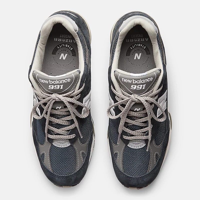 Męskie buty MADE in UK 991v1 – granatowe med szarym