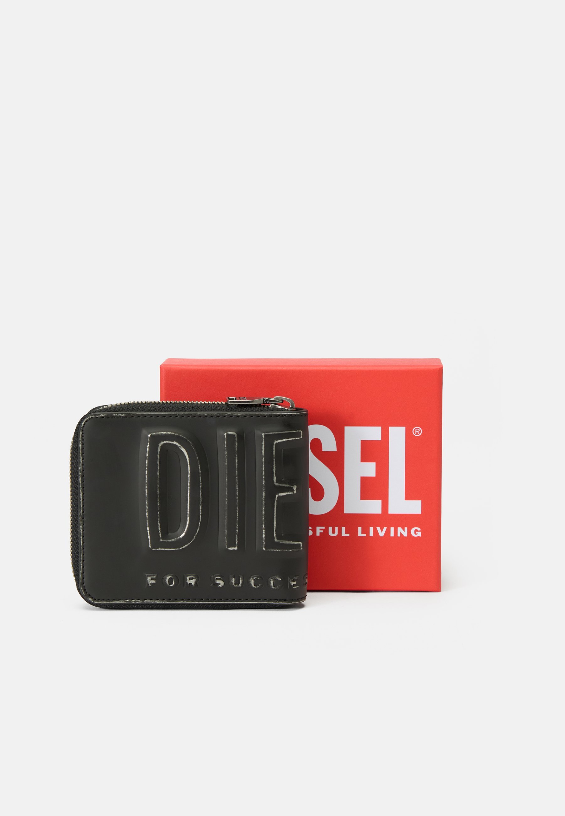 Portefeuille Diesel DSL 3D à fermeture éclair pour pièces de monnaie XS - Noir