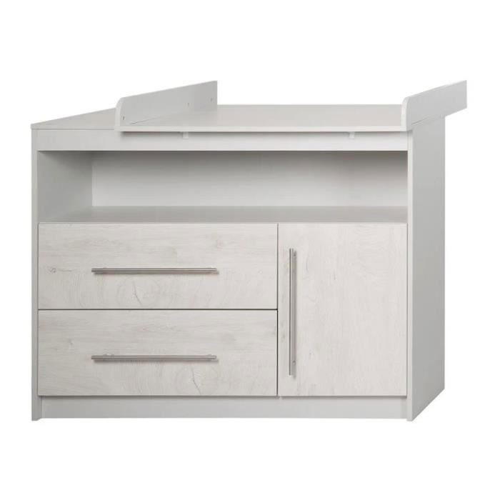Commode à langer ROBA Maren 2 - Gris clair - Blanc - Hauteur 90,5cm